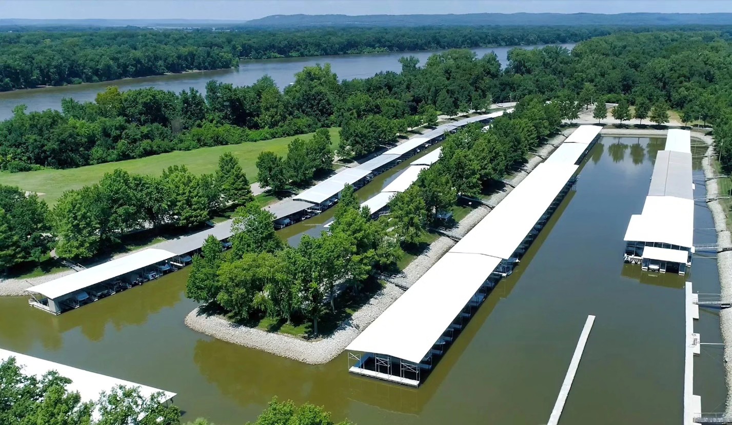 Lake Center Marina aerial overview